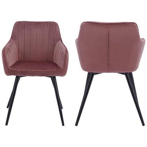 Set Di 2 Sedie In Velluto Rosa Bertille - Foto 10