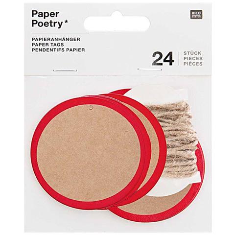 Etichette Rotonde Appese Kraft E Rosse - Foto 1