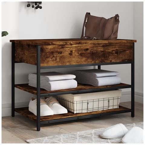 Panca Porta Scarpe Rovere Fumo 70x42,5x50 Cm Legno Multistrato - Foto 1