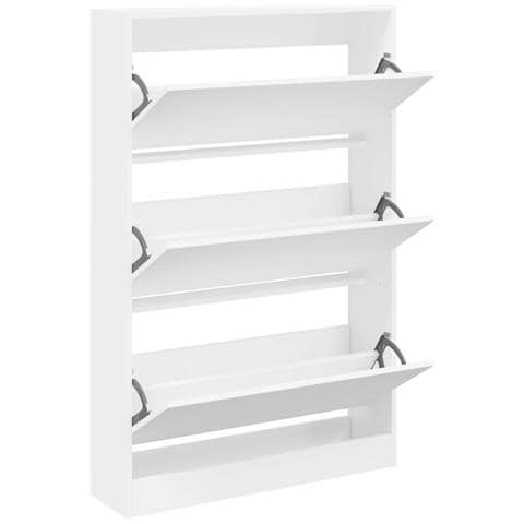 Scarpiera Bianca 80x21x125,5 Cm In Legno Multistrato - Foto 2