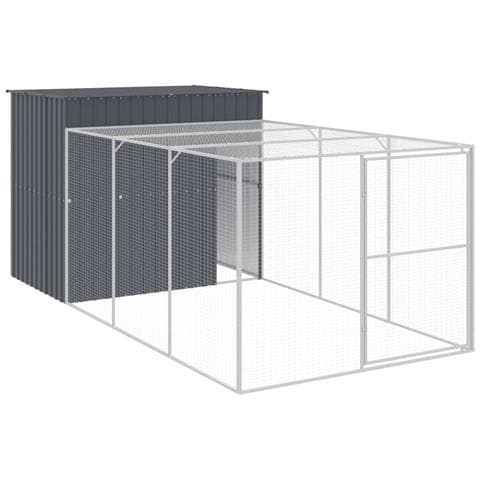 Casetta Cani Con Corsa Antracite 214x457x181 Cm Acciaio Zincato - Foto 1