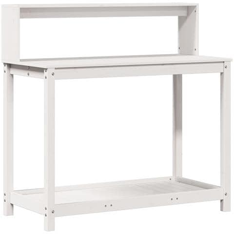 Tavolo Invaso Con Ripiani Bianco 108x50x109,5 Cm Massello Pino - Foto 2