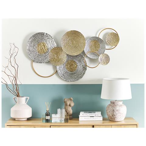 Decorazione Da Parete Metallo Argento E Oro 110 X 60 Cm Vanadium - Foto 1