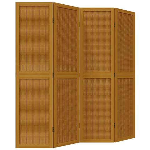 Divisorio Ambienti 4 Pannelli Marrone Legno Massello Paulownia - Foto 2