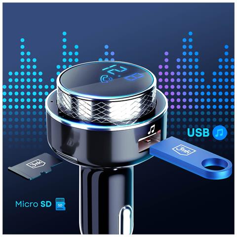 Trasmettitore Fm Bluetooth Presa Accendisigari Usb Quick Charge 30w, Nero - Foto 2