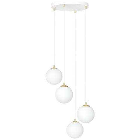 Lampada A Sospensione Royal - Bianco, Oro - Acciaio Verniciato A Polvere, Vetro - 40x100x40 Cm - Foto 1