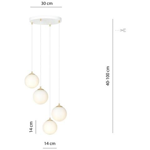 Lampada A Sospensione Royal - Bianco, Oro - Acciaio Verniciato A Polvere, Vetro - 40x100x40 Cm - Foto 8