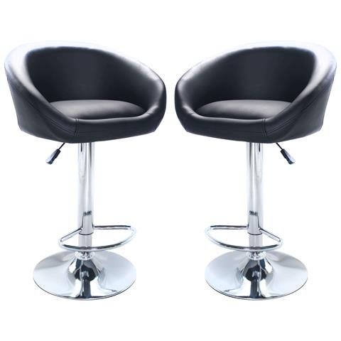 Sgabello Da Interno Con Struttura Regolabile In Acciaio E Seduta In Ecopelle Imbottito Big Skin - Black - Foto 1