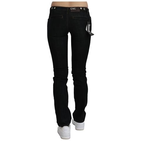 Jeans Skinny In Cotone Denim Nero A Vita Media - W24 - Foto 4