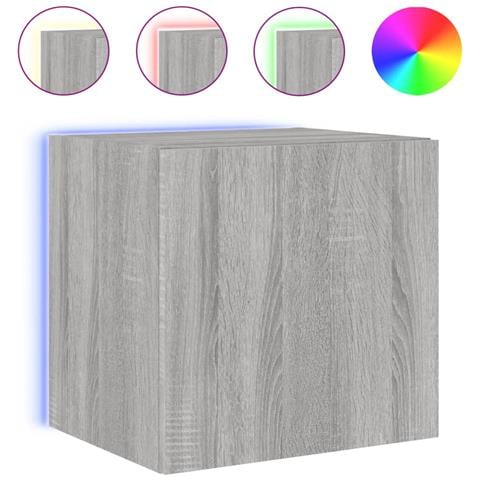 Mobili TV a Parete con Luci LED 2pz Grigio Sonoma 40,5x35x40 cm - Foto 2