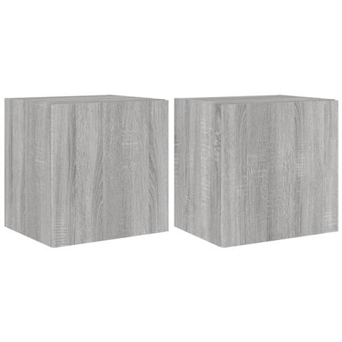 Mobili TV a Parete con Luci LED 2pz Grigio Sonoma 40,5x35x40 cm - Foto 1