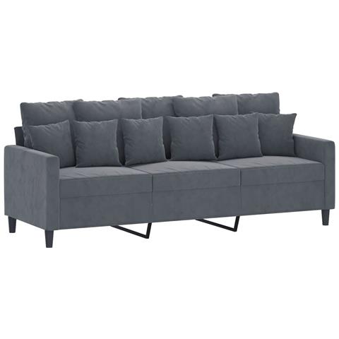Divano A 3 Posti Grigio Scuro 180 Cm In Velluto - Foto 2