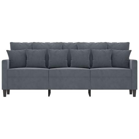 Divano A 3 Posti Grigio Scuro 180 Cm In Velluto - Foto 3