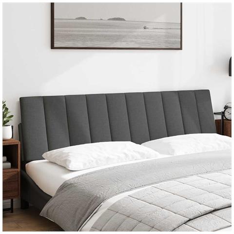 Cuscino Testiera Grigio Scuro 180 Cm In Tessuto - Foto 2