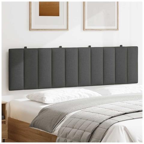 Cuscino Testiera Grigio Scuro 180 Cm In Tessuto - Foto 3