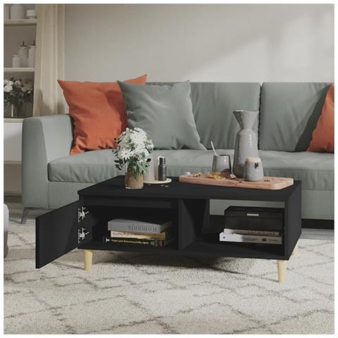 Tavolino Da Salotto Nero 90x60x35 Cm In Legno Multistrato - Foto 2