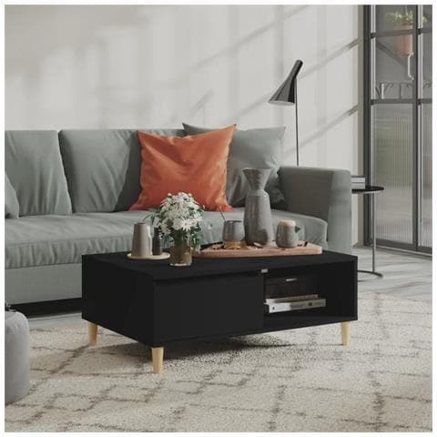 Tavolino Da Salotto Nero 90x60x35 Cm In Legno Multistrato - Foto 8