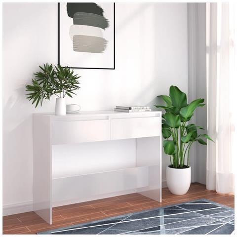 Lusso Casadino -  Tavolo Consolle Bianco 100x35x76,5 Cm In Truciolato - Foto 8