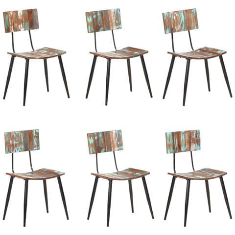 Sedie Da Pranzo 6 Pz In Legno Massello Di Recupero - Foto 2