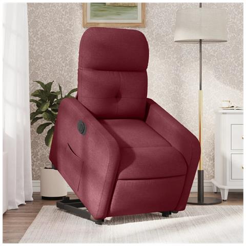 Lusso Casadino -  Poltrona Alzapersona Reclinabile Elettrica Rosso Vino Tessuto - Foto 8