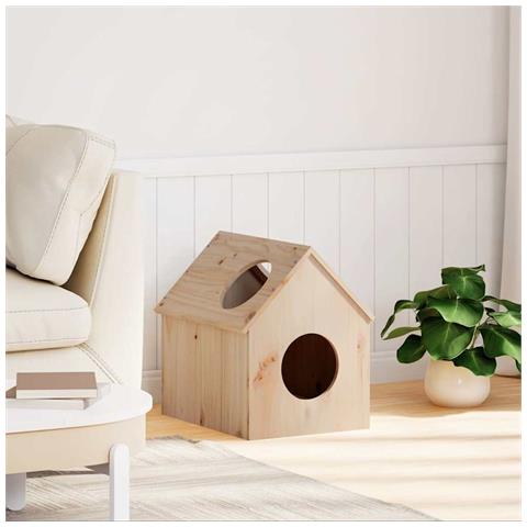 Cuccia per Gatti 41x50x50 cm in Legno Massello di Pino - Foto 2