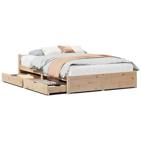 Letto senza Materasso 140x200 cm in Legno Massello di Pino - Foto 1