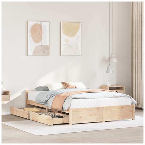 Letto senza Materasso 140x200 cm in Legno Massello di Pino - Foto 2