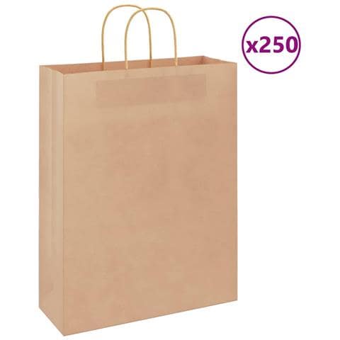 Sacchetti di Carta 250 pz con Manici Marrone 32x12x42 cm - Foto 1