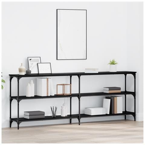 Tavolino in rovere nero 200x29x75 cm legno ingegnerizzato - Foto 2