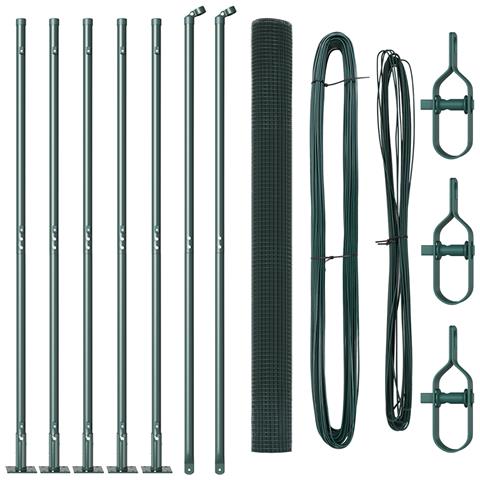 Recinto in Rete Saldata con 7 Pali Flangiati Verde 1.5x10 m Acciaio - Foto 1