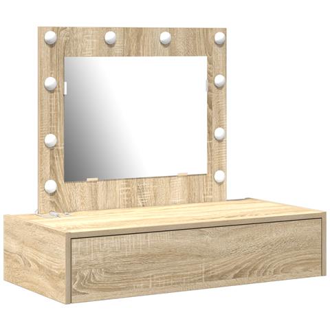 Tavolo da trucco a parete con luci LED in rovere Sonoma - Foto 1