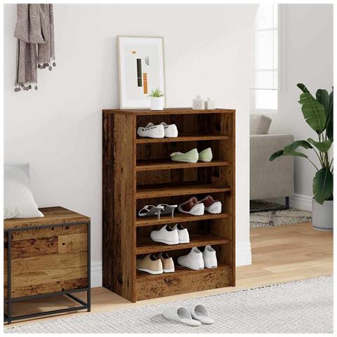 Scarpiera Legno Antico 60x35x92 cm in Legno Multistrato - Foto 2