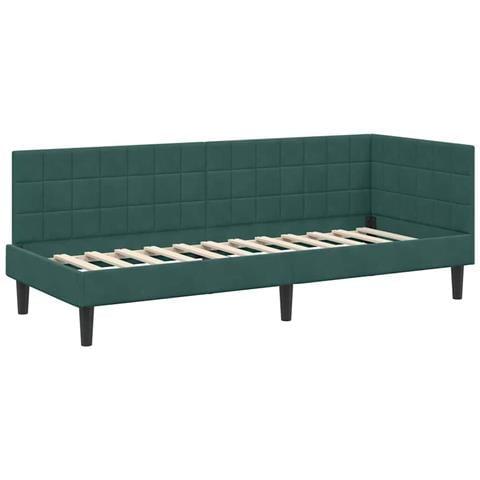 Cornice del letto ad angolo Verde Scuro 80 cm x 200 cm Velluto - Foto 1