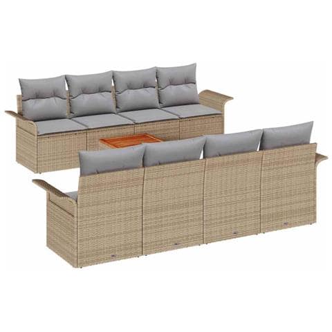 Set Divano da Giardino con cuscino 7 pcs Beige e Grigio Chiaro - Foto 1
