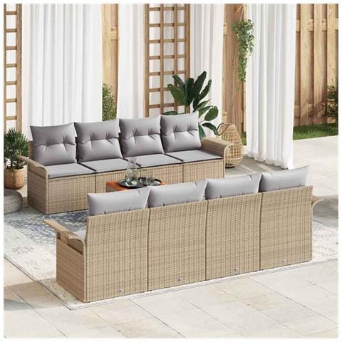 Set Divano da Giardino con cuscino 7 pcs Beige e Grigio Chiaro - Foto 2