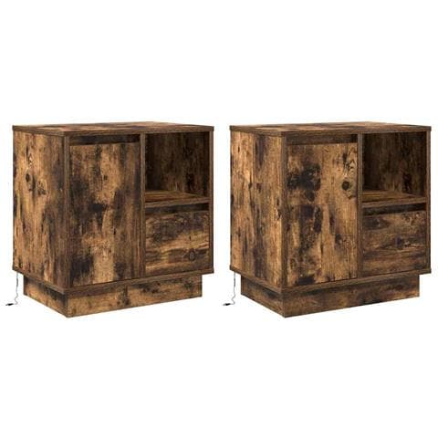 Armadio da Notte con 2 pcs Rovere fumo 50 x 34.5 x 50 cm. - Foto 1