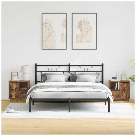 Armadio da Notte con 2 pcs Rovere fumo 50 x 34.5 x 50 cm. - Foto 2