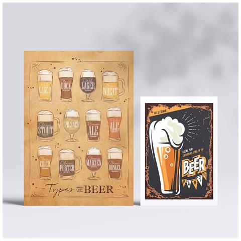 Set Di 6 Stampe Cartelli Per Birra Illustrazioni A Colori Di Caffè E Bevande In Cartelloni Pubblicitari Per La Casa A3 & A4 Senza Cornice - Foto 2