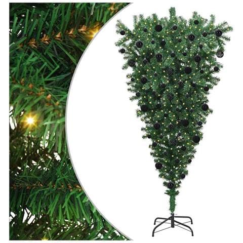 Albero di Natale artificiale preilluminato capovolto con set di palline - Foto 1