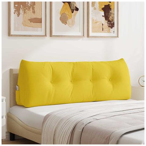 Cuscino per Schiena Giallo Chiaro 140 x 24 x 50 cm Tessuto - Foto 2
