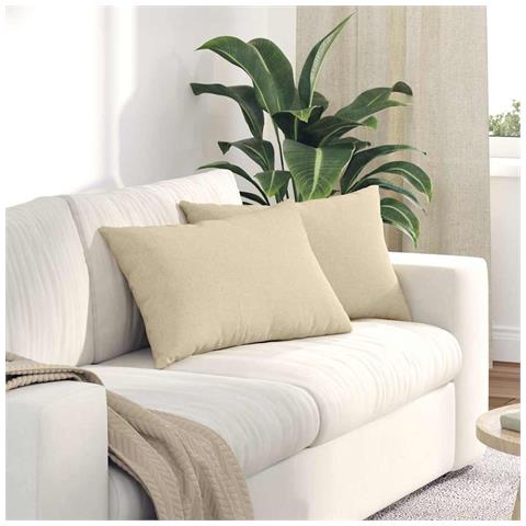 Cuscini da Divano 2 pcs Crema 60 x 40 cm Tessuto - Foto 2