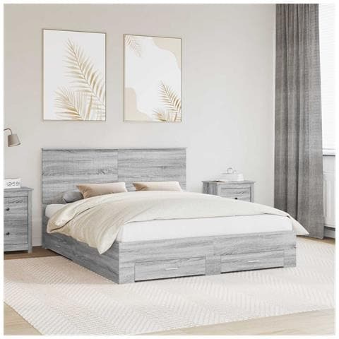 Struttura del letto con testiera Grigio Sonoma 160 x 200 cm - Foto 2