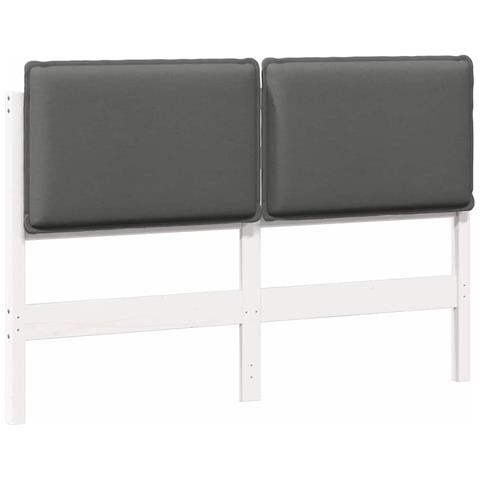 Testiera imbottita Bianco e grigio chiaro 160 cm Pino massello - Foto 1