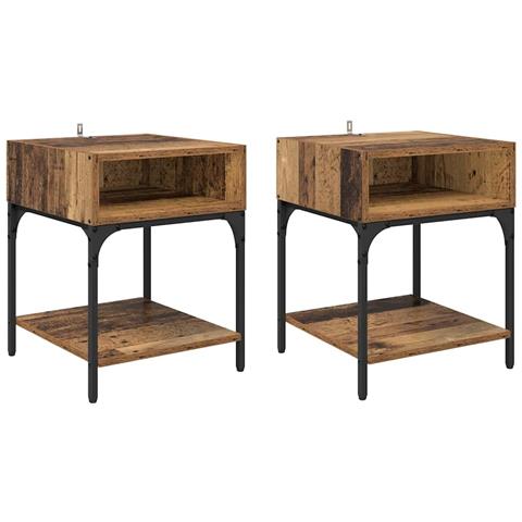 Comodino 2 pcs Legno vecchio 40 x 40 x 50 cm Legno multistrato - Foto 1