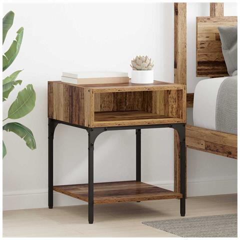 Comodino 2 pcs Legno vecchio 40 x 40 x 50 cm Legno multistrato - Foto 2