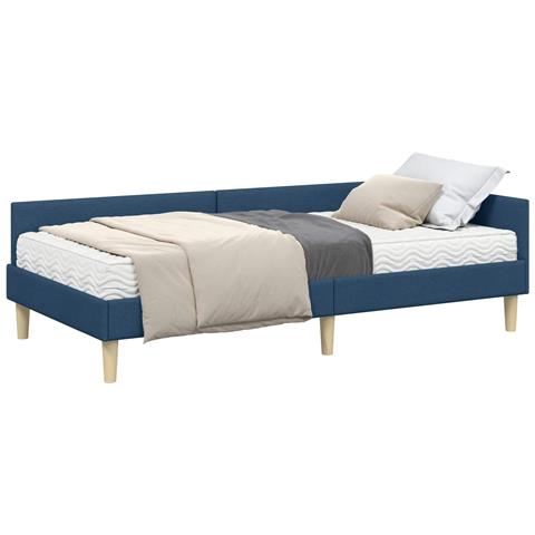 Struttura Letto Angolare con Materasso 2 pcs Blu Tessuto - Foto 1