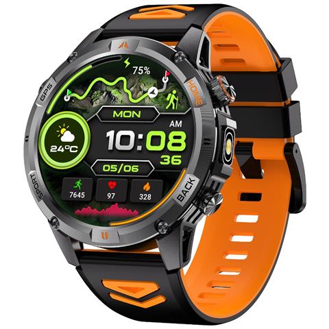 Smartwatch Multifunzionale Con Monitoraggio Frequenza Cardiaca, Pressione Sanguigna E Sonno Compatibile Con L'app Gloryfit Black+orange - Foto 1