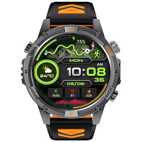 Smartwatch Multifunzionale Con Monitoraggio Frequenza Cardiaca, Pressione Sanguigna E Sonno Compatibile Con L'app Gloryfit Black+orange - Foto 2