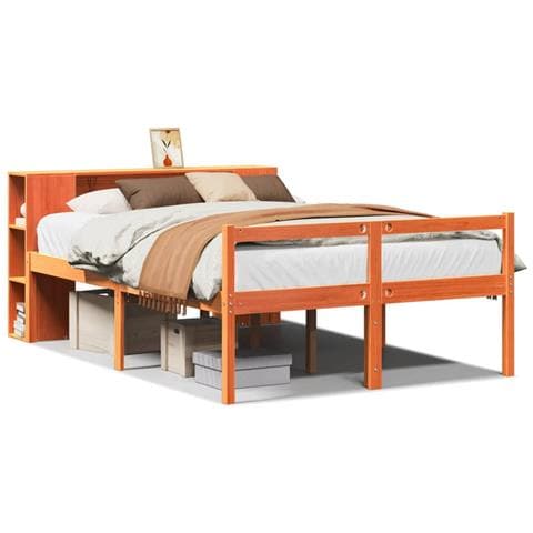 Letto Libreria senza Materasso Marrone Cera 140x200 cm Legno - Foto 1