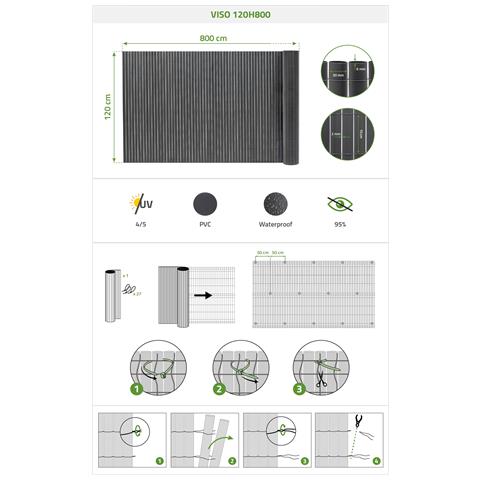 Frangivista Viso In Pvc L. 8m X H. 1.2m Grigio Antracite - Foto 8